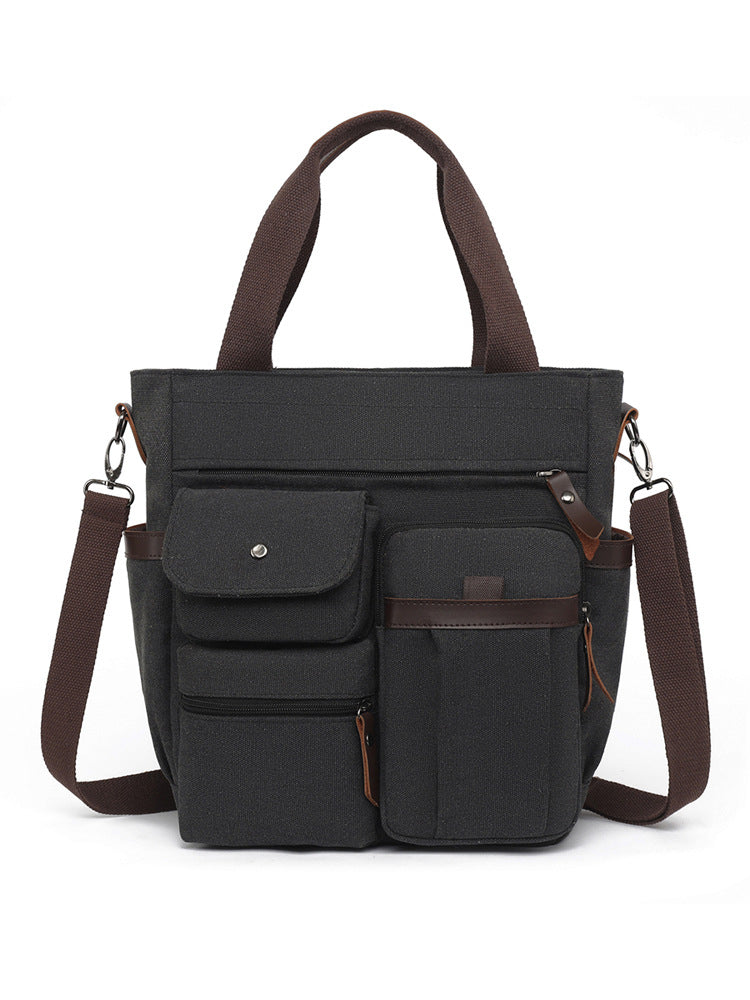 Multi-Pocket Canvas Tote Bag Kalsten