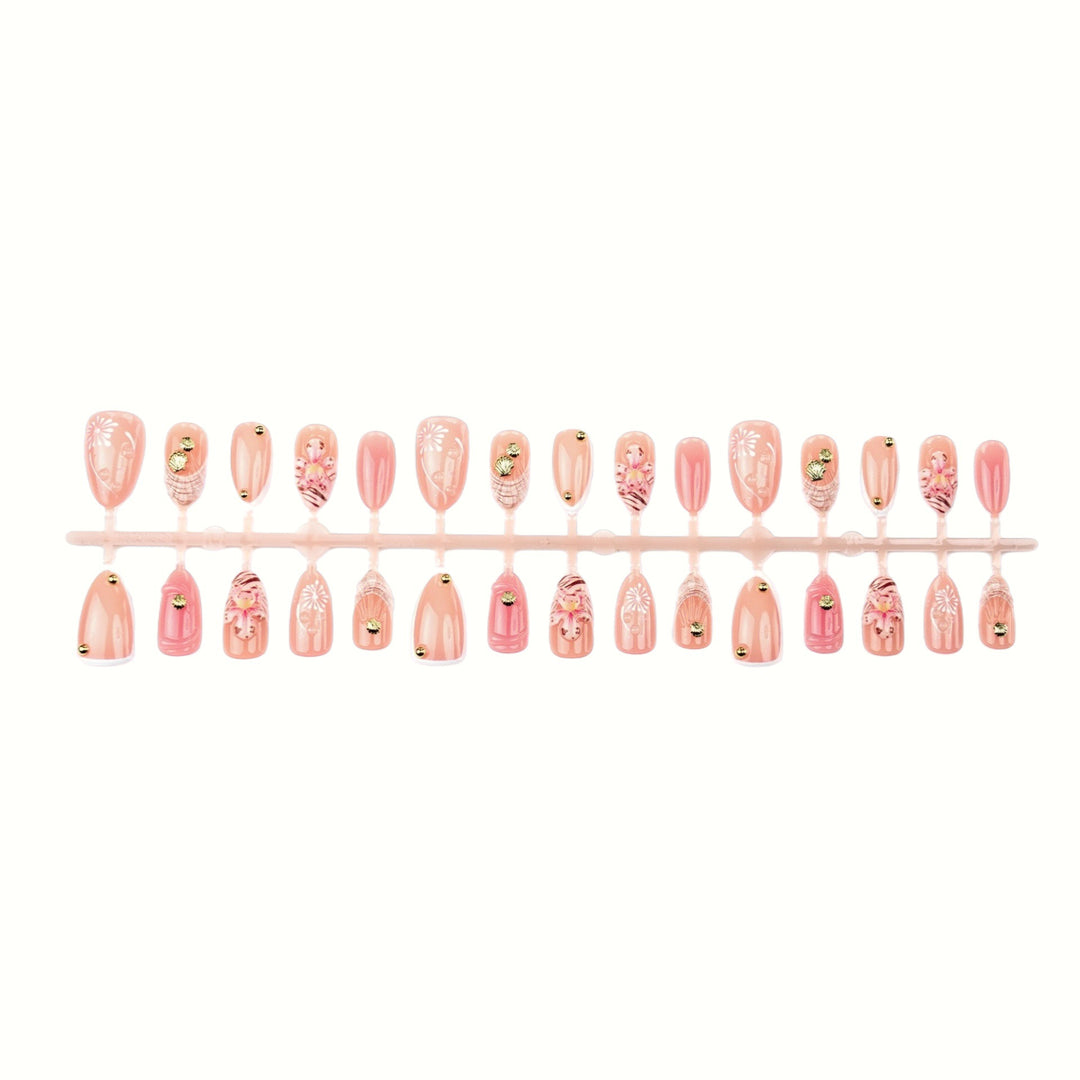 Elegant Floral Embellished Press-On Nail Set Kalsten