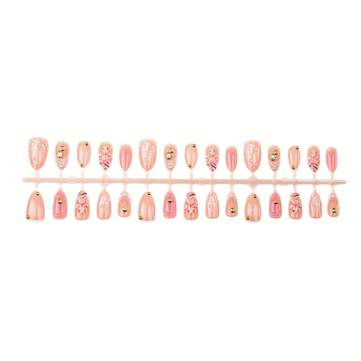 Elegant Floral Embellished Press-On Nail Set Kalsten
