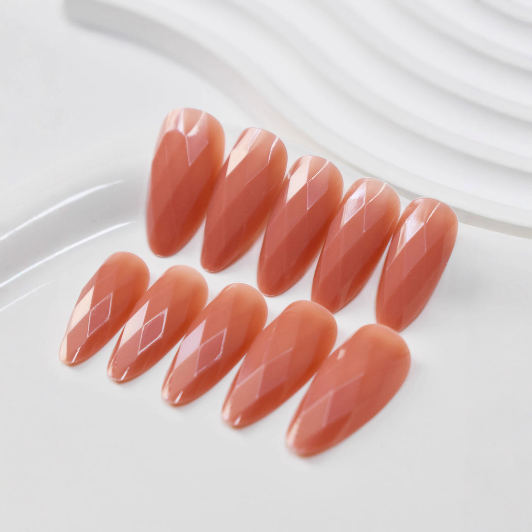 Premium Glossy Diamond-Shaped Press-On Nails Kalsten