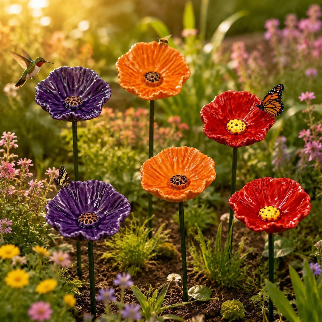 Garden Decorative Poppy Flower Stake Kalsten