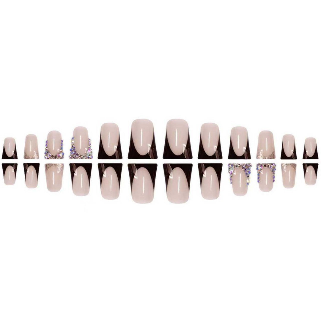 Decorative Press-On Nail Extensions with Gem Accents Kalsten