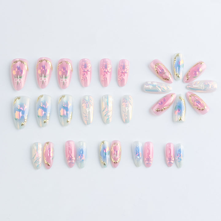 Artistic Floral Press-On Nail Art Kalsten