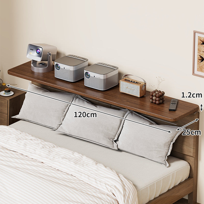 Headboard-Mounted Floating Bedside Shelf for Projectors and Devices