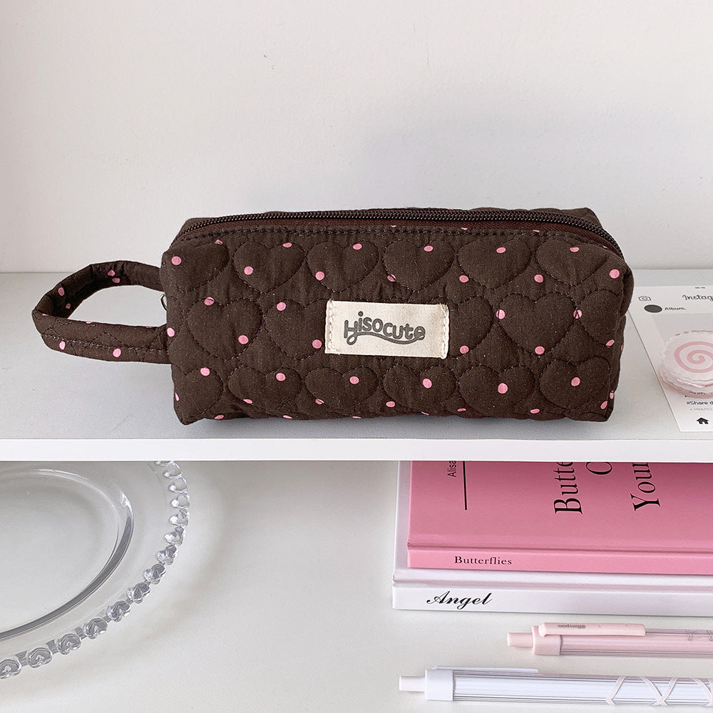 Quilted Heart-Shaped Pencil Case Kalsten
