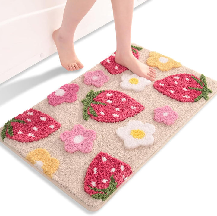 Floral Strawberry Bath Mat