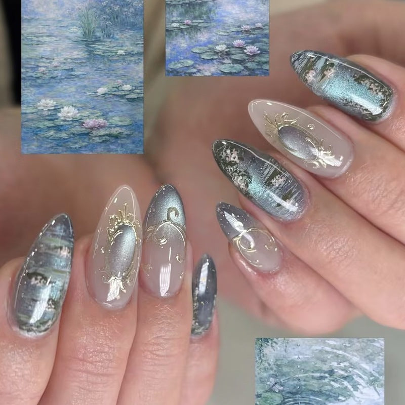 Nail art set with luxurious patterns and elegant embellishments Kalsten