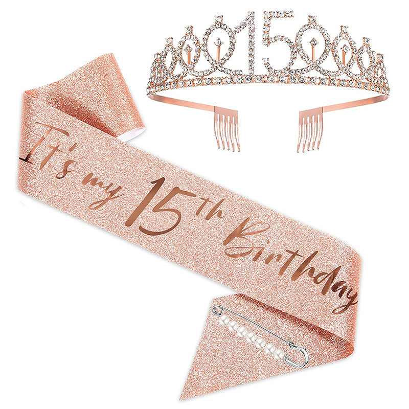 Ladies Sparkling Tiara with personalized 80th Birthday Inscription Kalsten