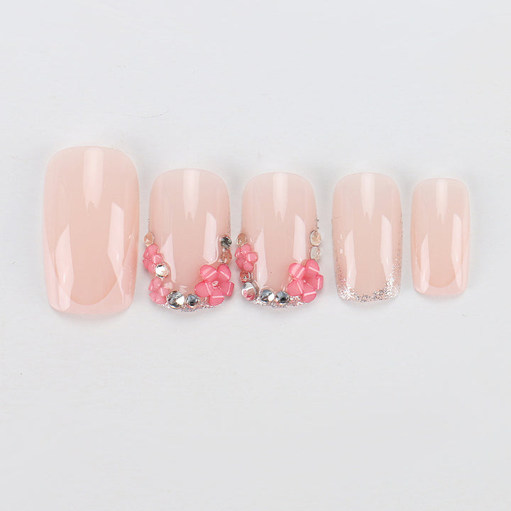 Decorative Rhinestone French Tip Press-On Nails Kalsten
