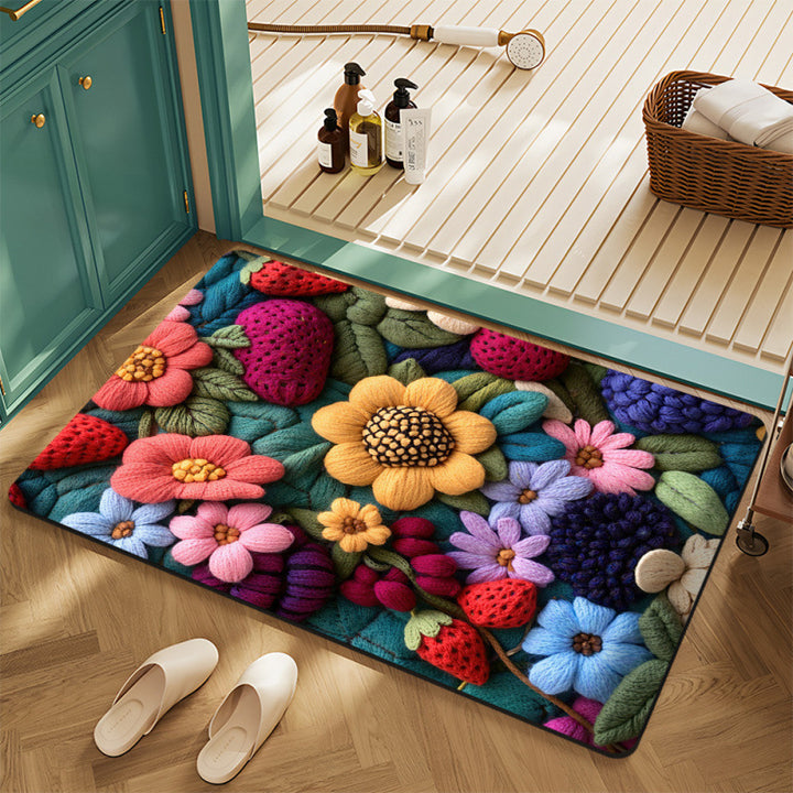 Floral Motif Bath Mat Kalsten