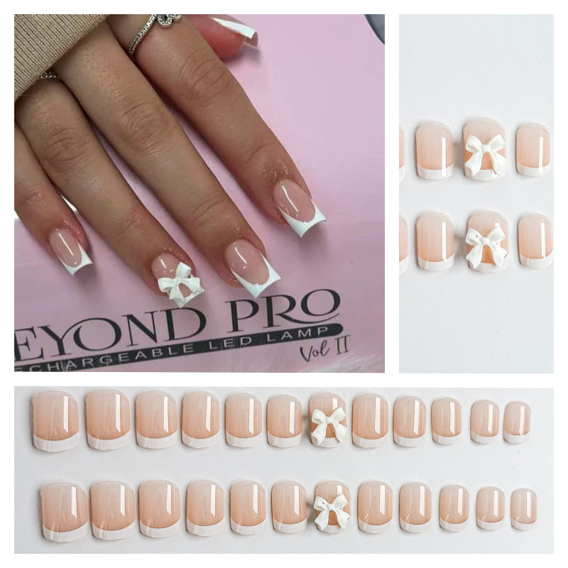 Nail Art Fake Nails Set with Elegant Bow Accents Kalsten