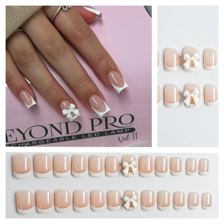 Nail Art Fake Nails Set with Elegant Bow Accents Kalsten