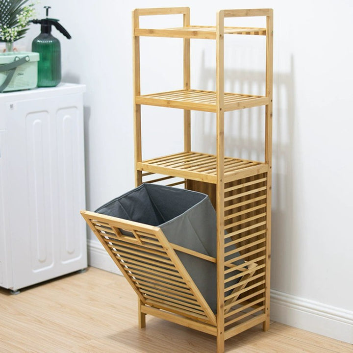 Laundry basket with bamboo frame and fabric insert Kalsten