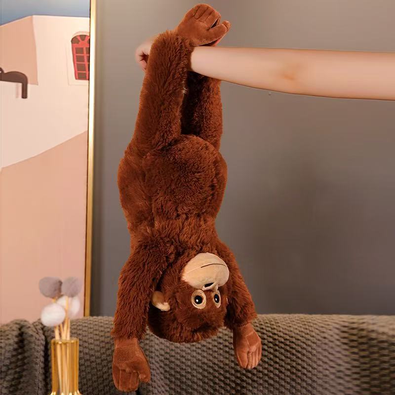 Plush Orangutan-Style Long-Limbed Sitting Cuddle Doll with Ultra-Soft Faux Fur Kalsten