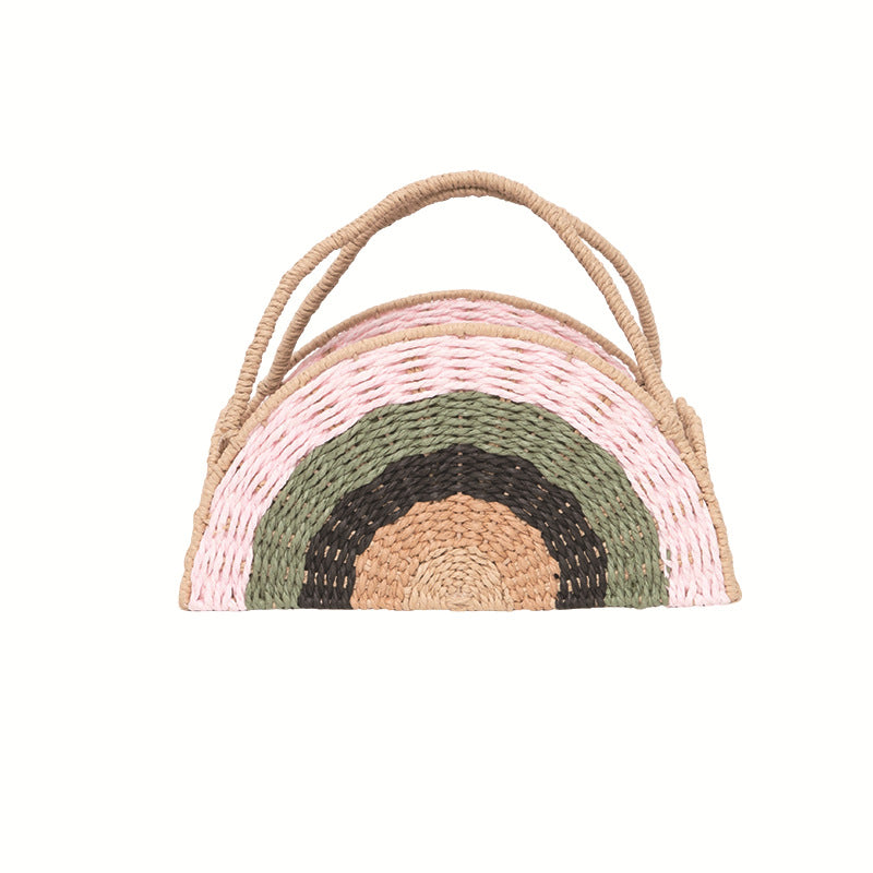 Woven Straw Rainbow Tote Kalsten