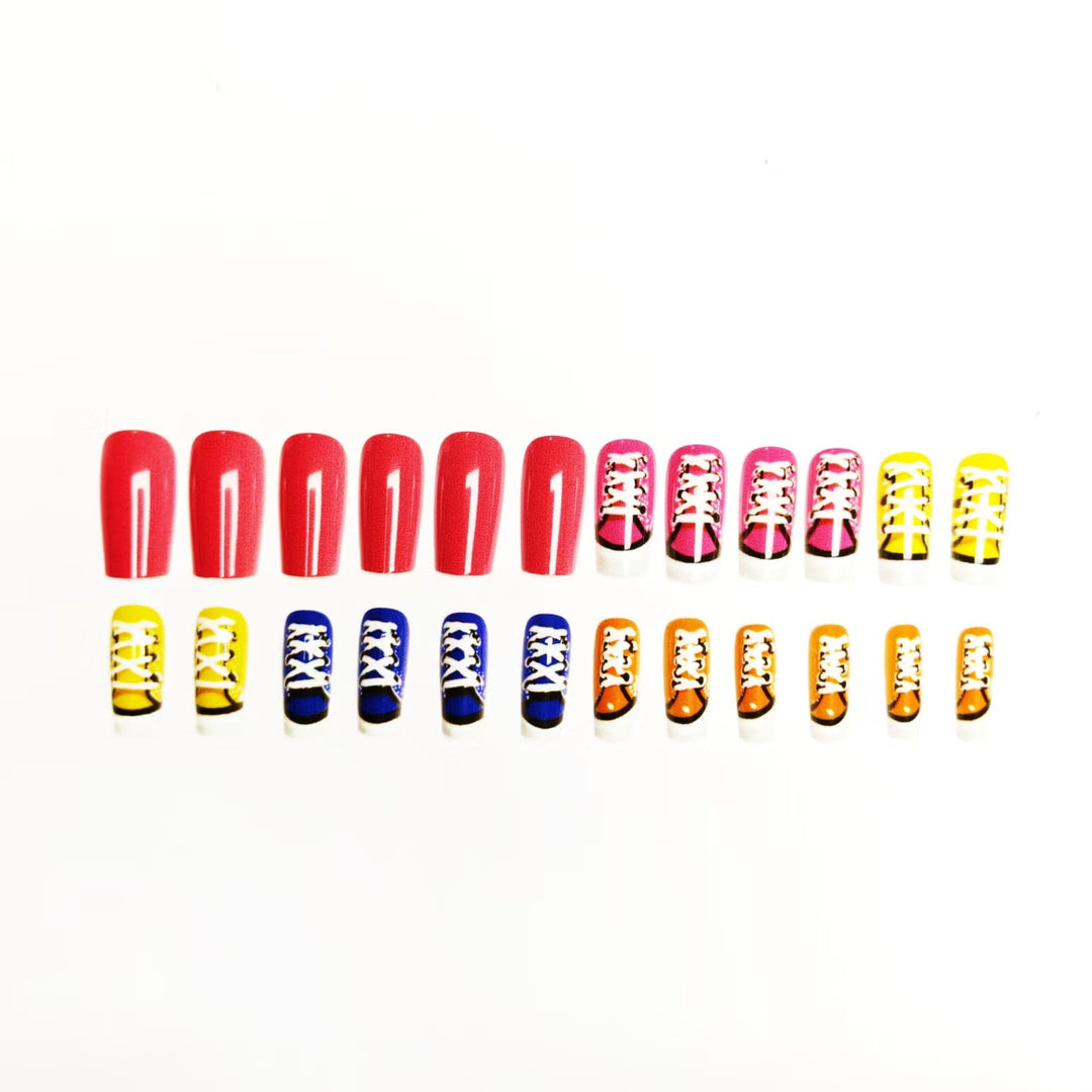 Creative art nails in colorful sneaker design Kalsten
