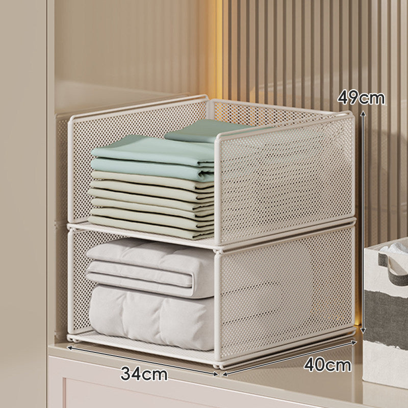 Perforated Steel Fabric Storage Basket with Raised Sliding Base