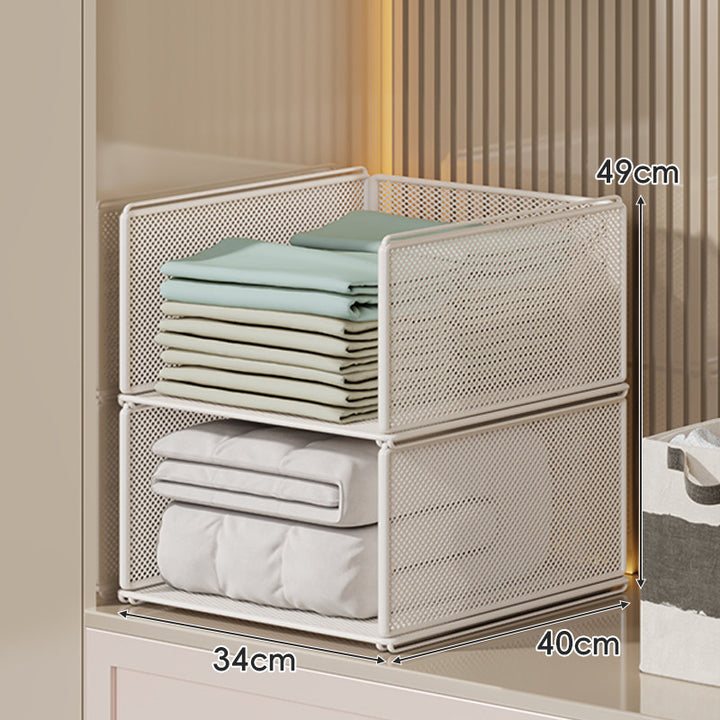 Perforated Steel Fabric Storage Basket with Raised Sliding Base