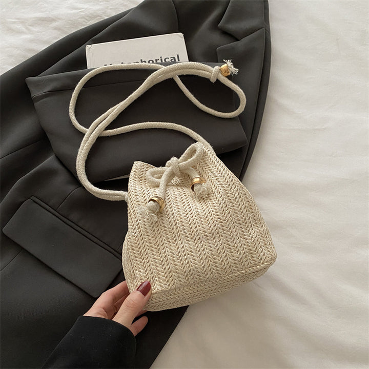 Bohemian Straw Bucket Bag Kalsten