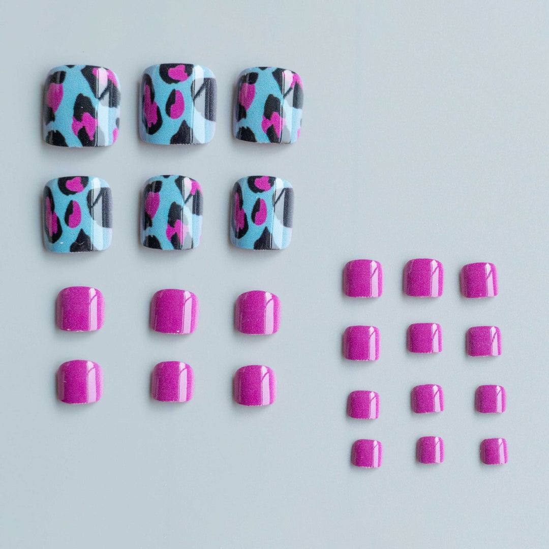 Playful Leopard Print Pedicure Nail Art