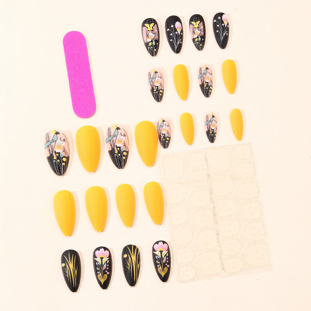 Artistic Floral Design Stiletto Nail Art Extensions Kalsten