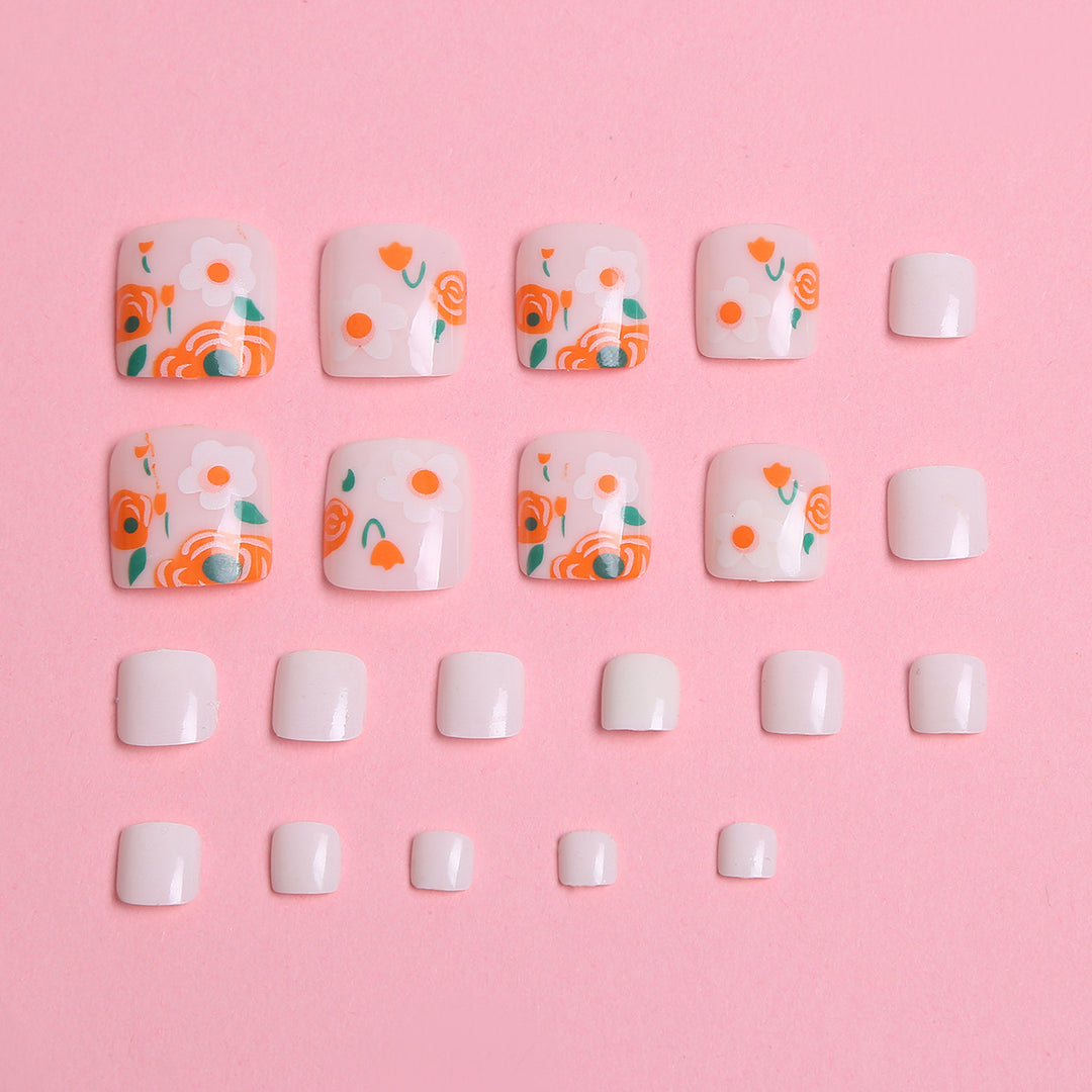 Floral Decorated Press-On Nail Set Kalsten