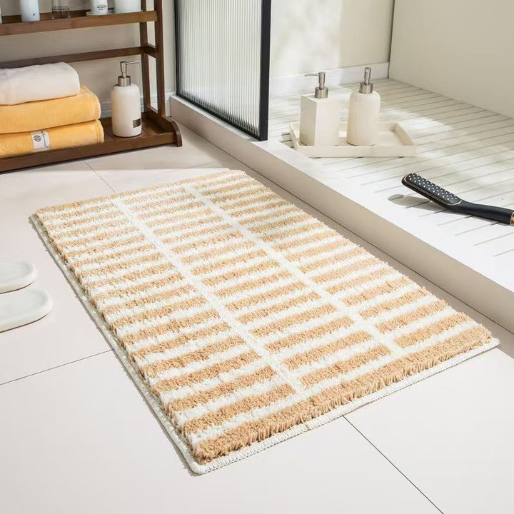 Geometric Textured Plush Bath Mat Kalsten