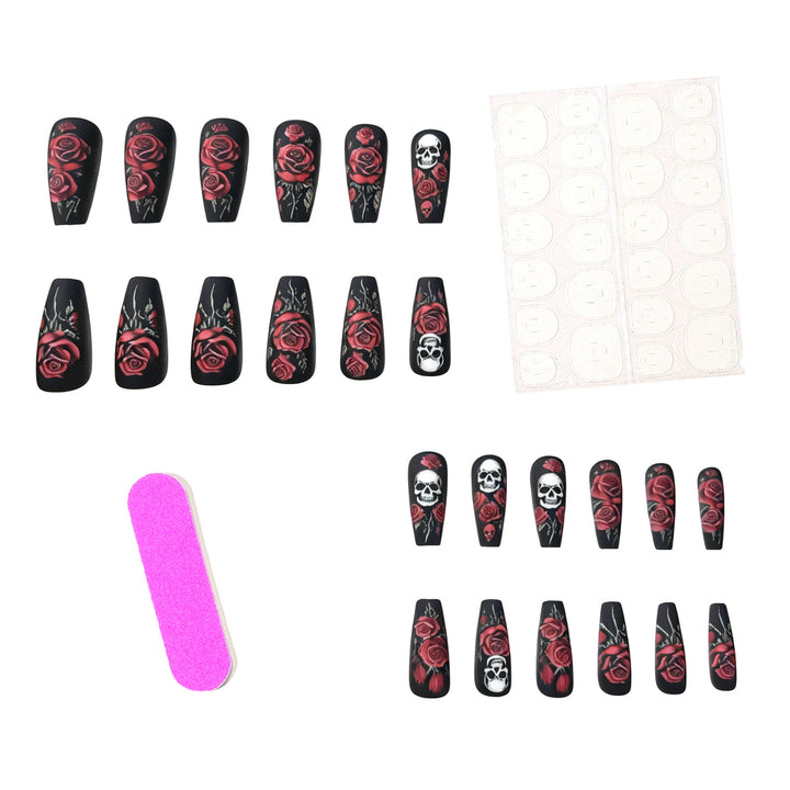 Artistic Skull and Rose Nail Art Design Kalsten