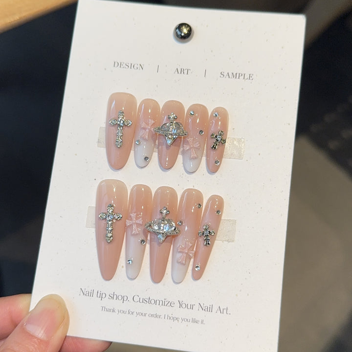Acrylic nails with rhinestone embellished accents Kalsten