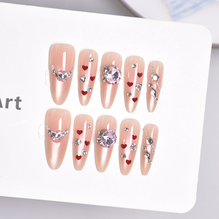 Glamorous Heart-Themed Press-On Nail Set Kalsten