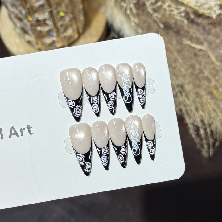 Floral and Glossy Press-On Nail Set Kalsten