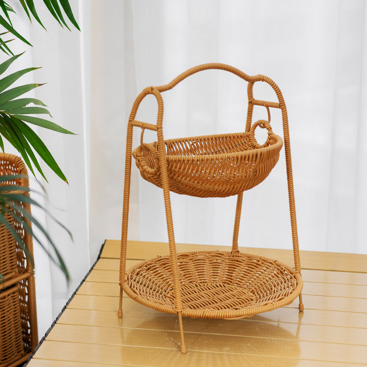 Two-Tiered Woven Fruit Display Stand Kalsten