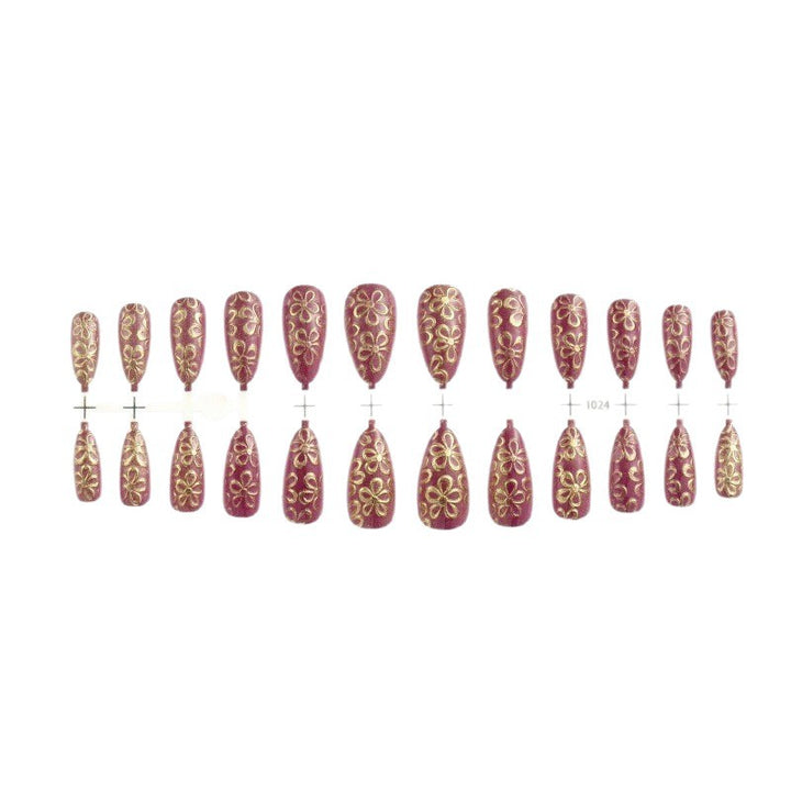 Glittering artificial nails with floral patterns Kalsten