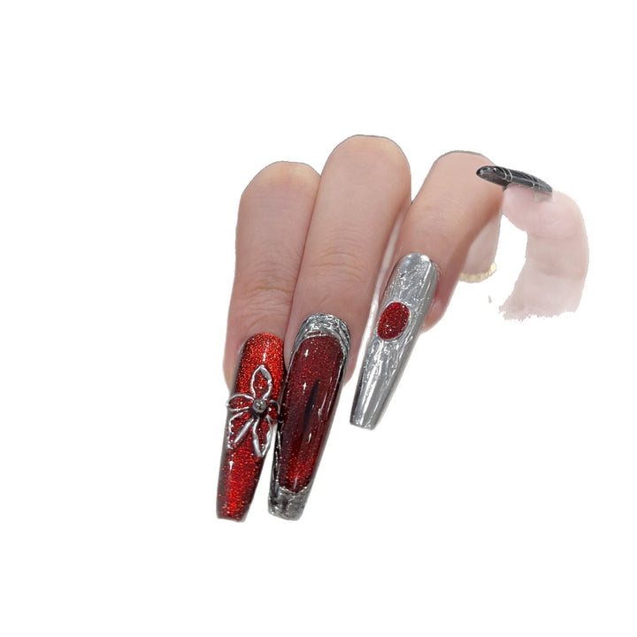 Decorative Press-On Nail Art Set with Chic Metallic Accents Kalsten