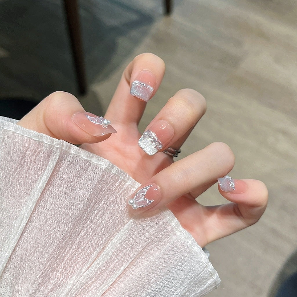 Elegant Crystal-Embellished Nail Extensions Kalsten