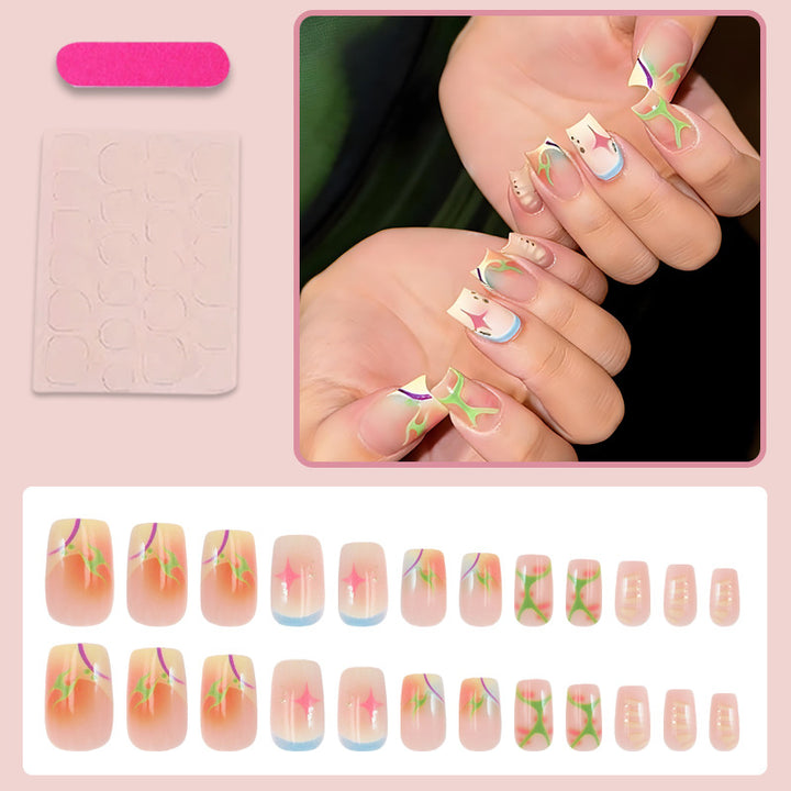 Artificial nail set with luxurious flower and ombre design Kalsten