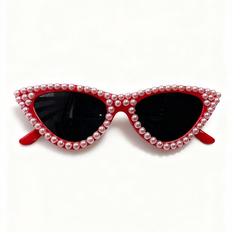 Pearl-Embellished Cat Eye Sunglasses Kalsten