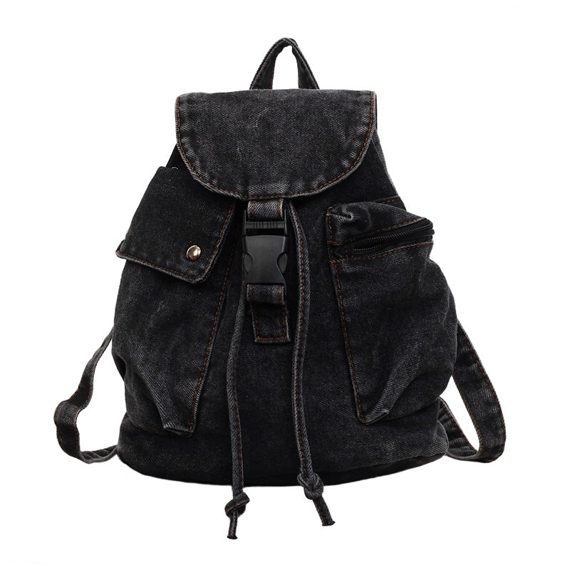 Casual Denim Drawstring Backpack Kalsten