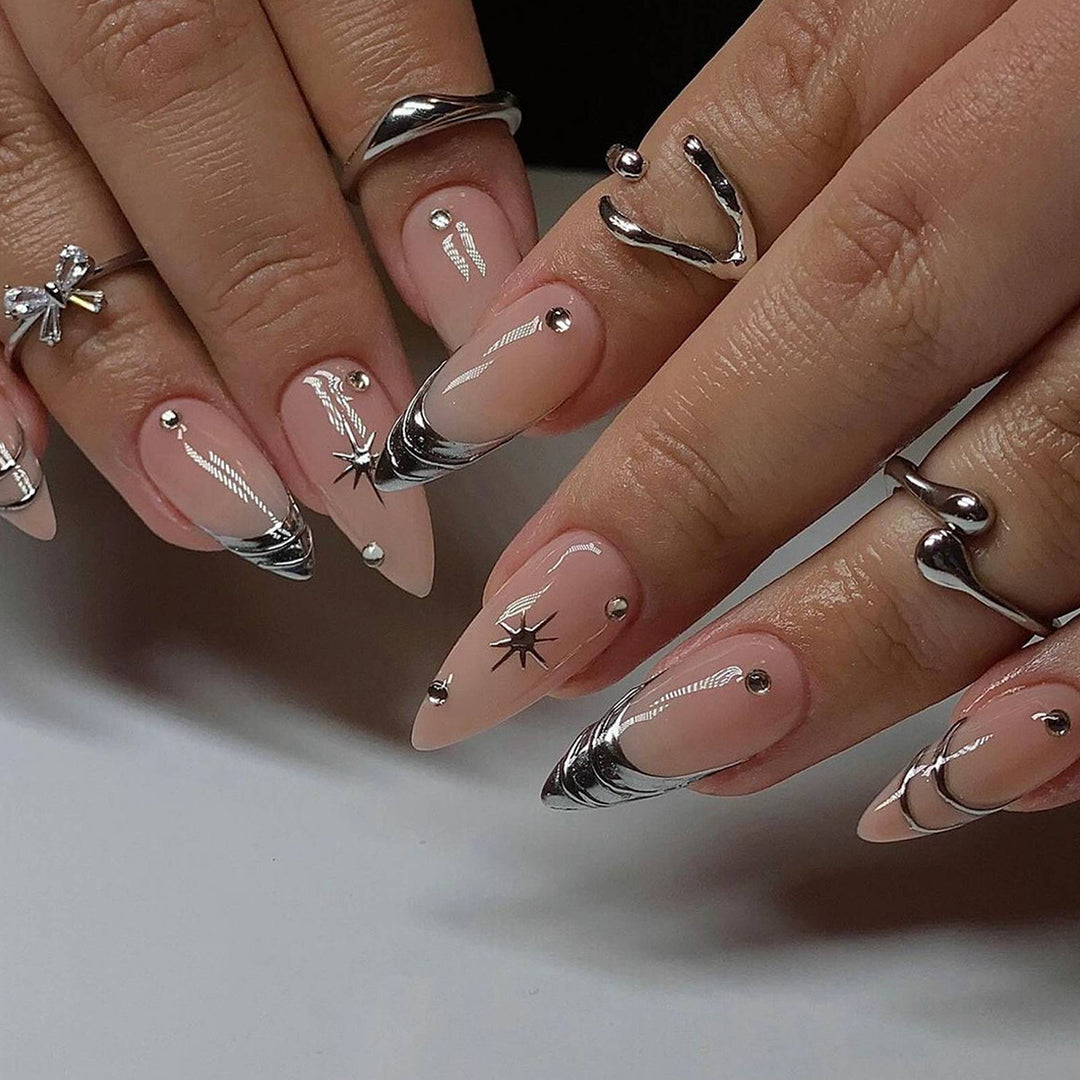 Decorative Metallic Accent Press-On Nails