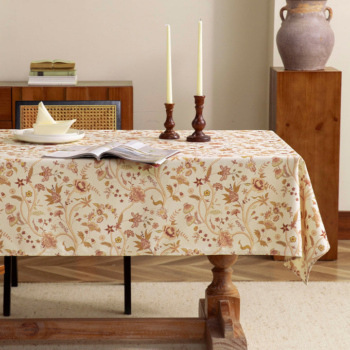 Coated tablecloth in vintage floral pattern made of cotton blend Kalsten