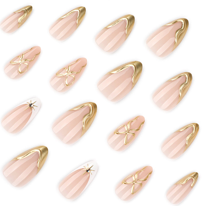 Artistic stiletto nails with elegant gold accents Kalsten