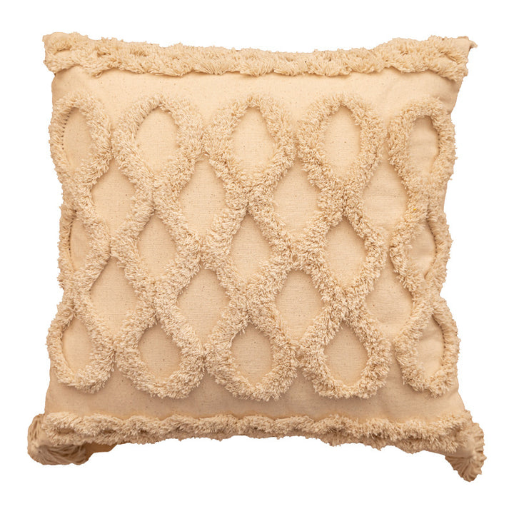Structured Fringe Embroidered Cushion