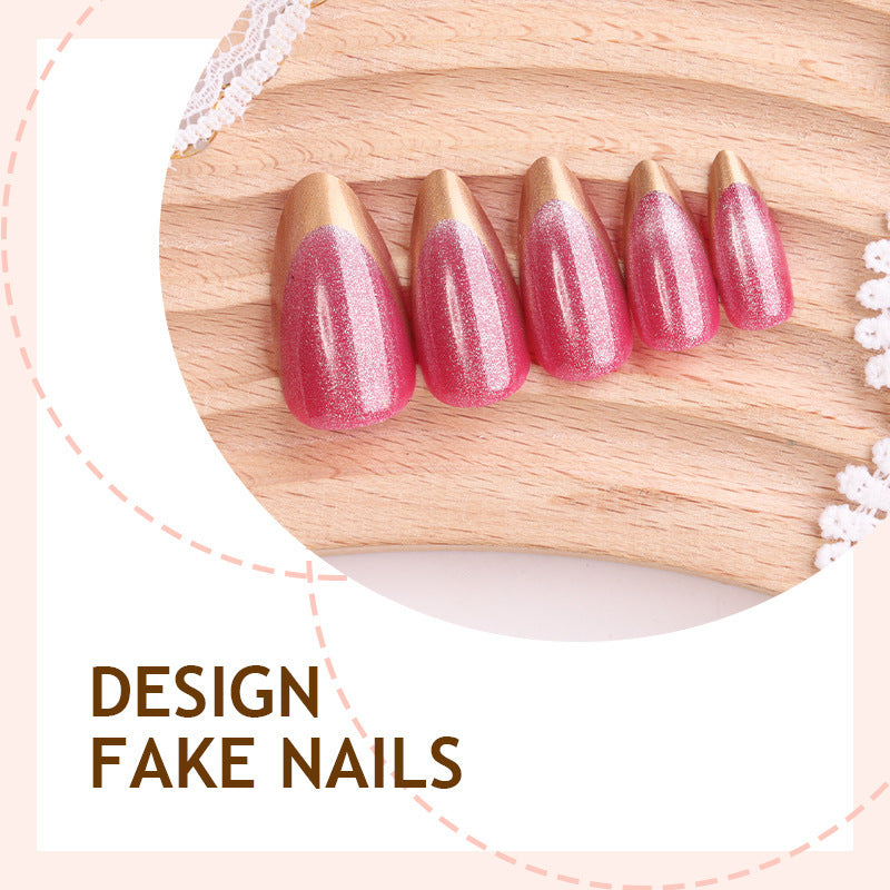 Acrylic nail set with elegant gold tips Kalsten