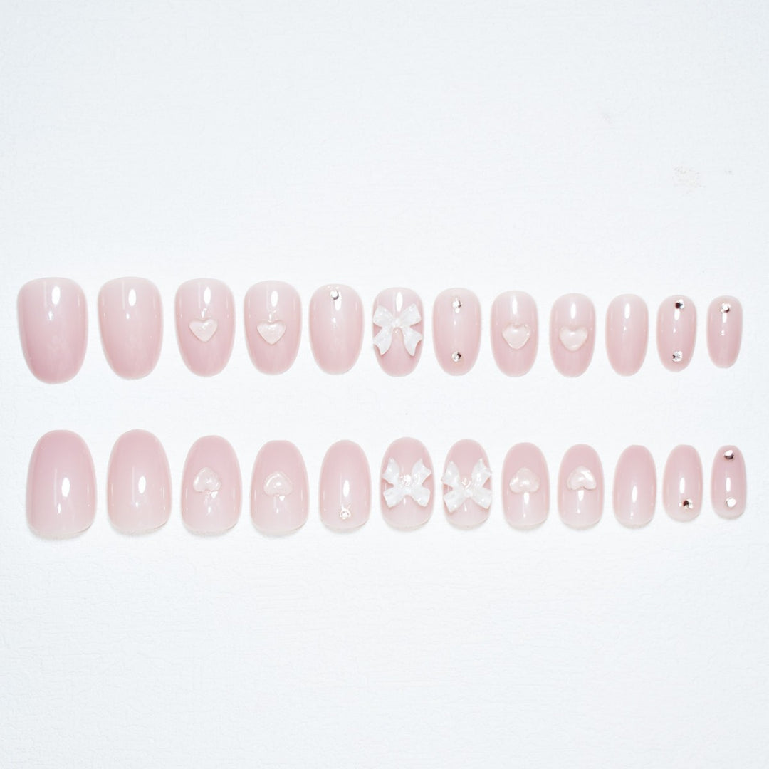 Artistic Press-On Nail Set with Elegant Bow Accents Kalsten