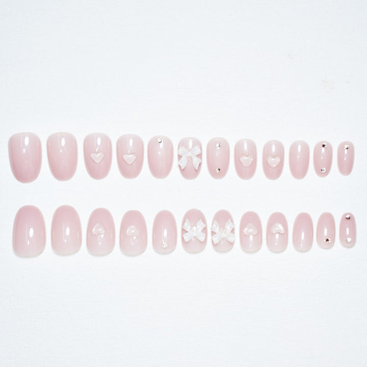 Artistic Press-On Nail Set with Elegant Bow Accents Kalsten