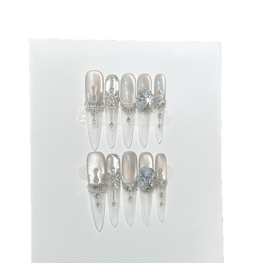 Premium Rhinestone-Embellished Press-On Nail Set Kalsten
