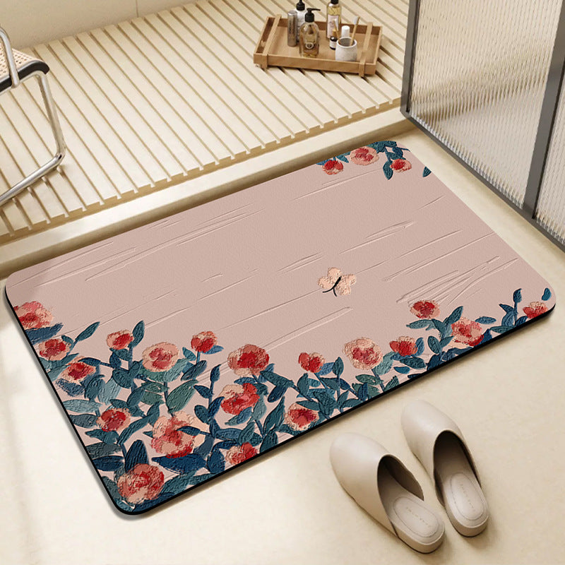 Vibrant Floral Patterned Bath Mat