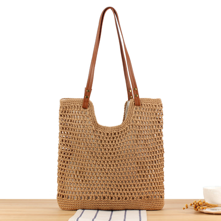 Hand-knotted shopping bag with sturdy leather handles Kalsten