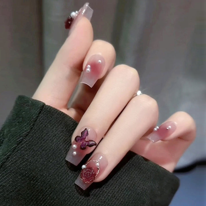 Elegant Artificial Nails with Sparkling Glitter Kalsten