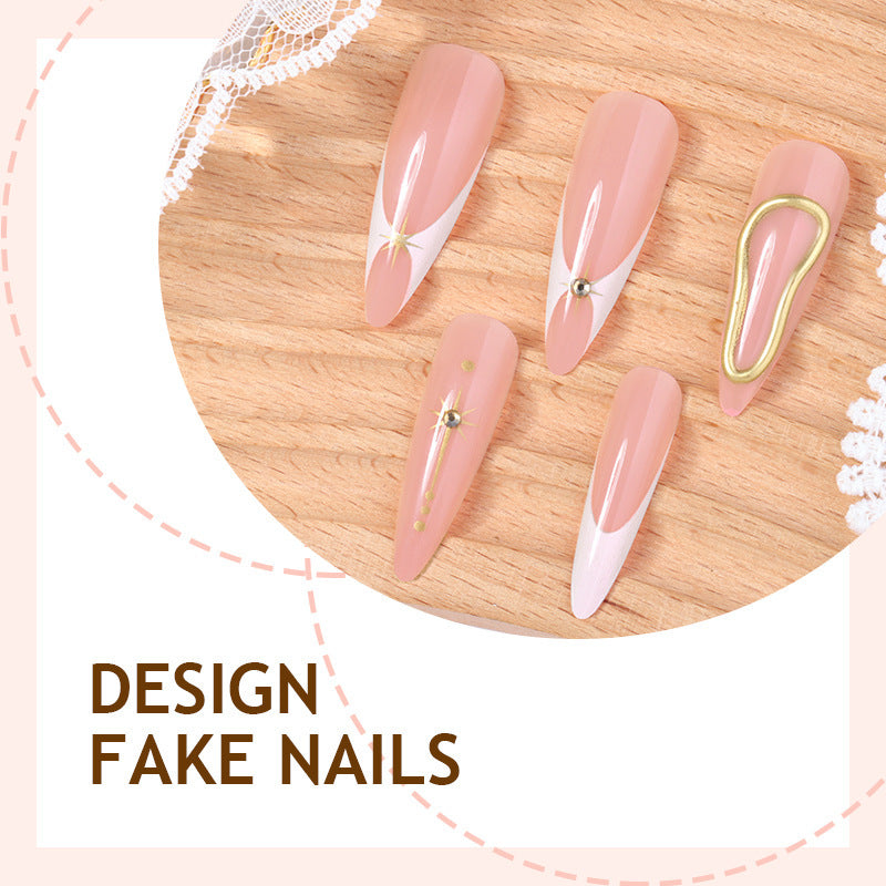 Acrylic nail set with glamorous rhinestones and decorative elements Kalsten